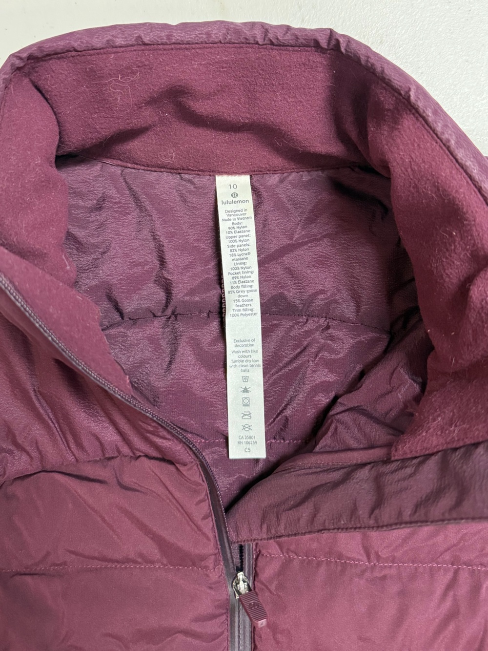 lululemon athletica Plum Quilted Panel Vest with High Collar - Picture 2 of 3